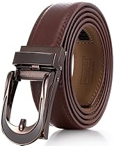 Marino Men&rsquo;s Genuine Leather Ratchet Dress Belt with Open Linxx Buckle, Enclosed in an Elegant Gift Box - Brown - Style 141 - Custom: Up to 44