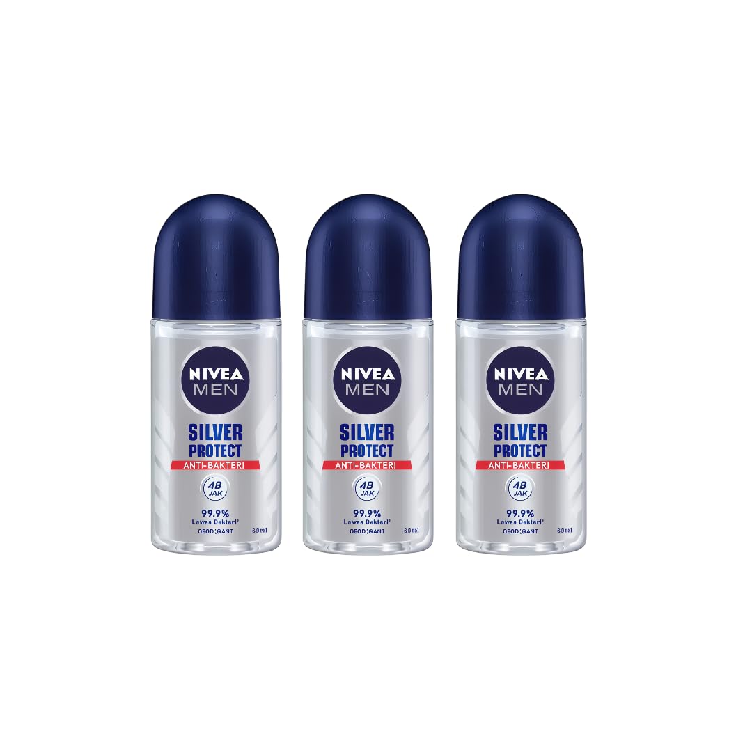 Photo 1 of NIVEA Men Silver Protect Roll-On Deodorant 48H Odor Protection, Long-Lasting Freshness, Alcohol-Free, Quick Dry, 50ml Antiperspirant, Gentle on Skin, Men’s Body Care, Fresh Scent, Pack Of 3