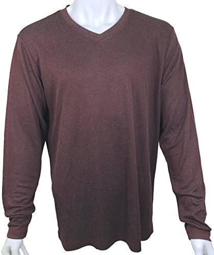 Dakota Grizzly Men's Long Sleeve Brushed Fabric V-Neck Shirt (Large, Rum)