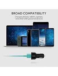 Cargador de coche Aukey con suministro de alimentación, 27 W USB-C y 5 V 2.4 A USB De Doble salida de puerto para MacBook, iPhone X 8 Plus, Samsung Galaxy Note8 y más