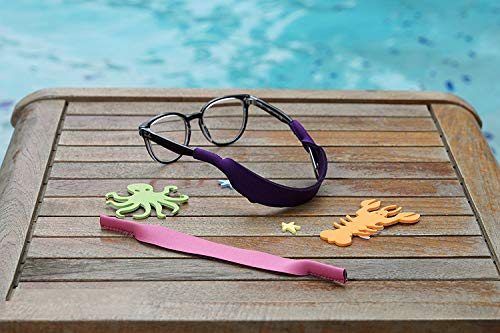 Baby Glasses and Sunglasses Strap 2pk | Active Kids with Bonus Stickers (Purple + Pink) - Thumbnail 2