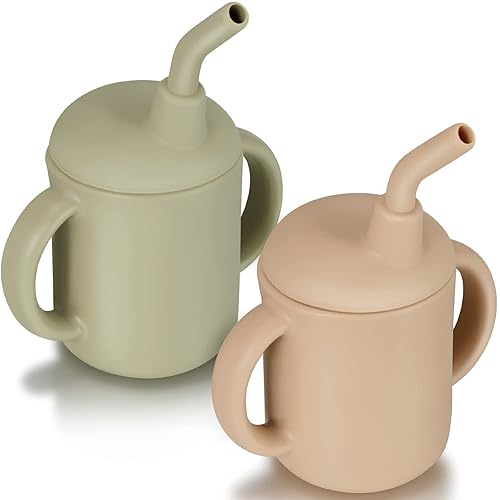 Pieces Toddler Cups Silicone Training Sippy Cups with Straw Lid
