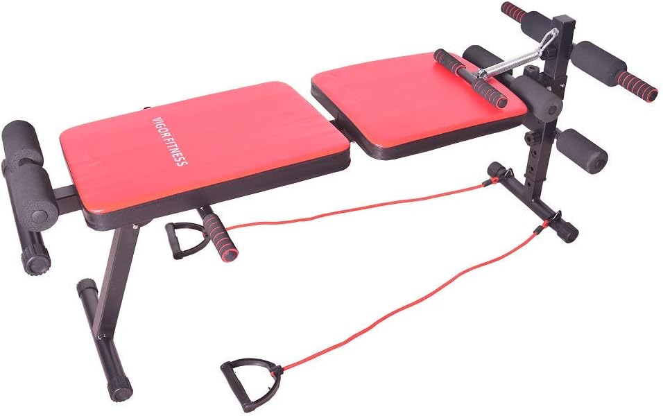 Vigor Multifunction Adjustable Foldable Sit Up Bench (Red)
