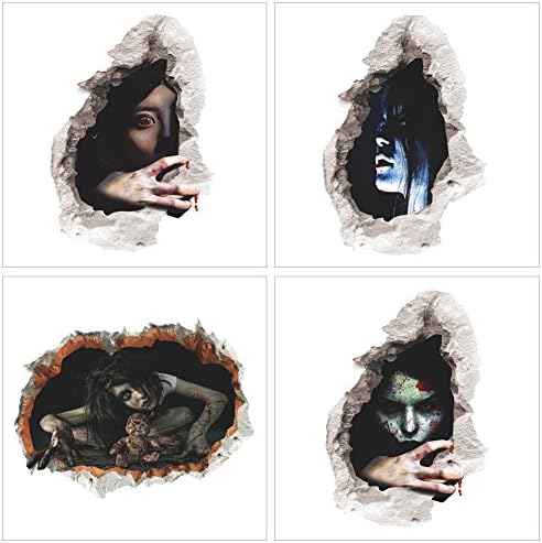 4 Pack Halloween Removable 3D Wall Stickers Zombie Ghost Bleeding Girl PUB Party Decoration
