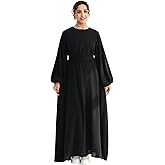 Rem Rleoy Muslim Women’s Abaya Dress Front Zipper Prayer Robe Soft Lightweight Flowy Maxi Dress with Pockets and Belt