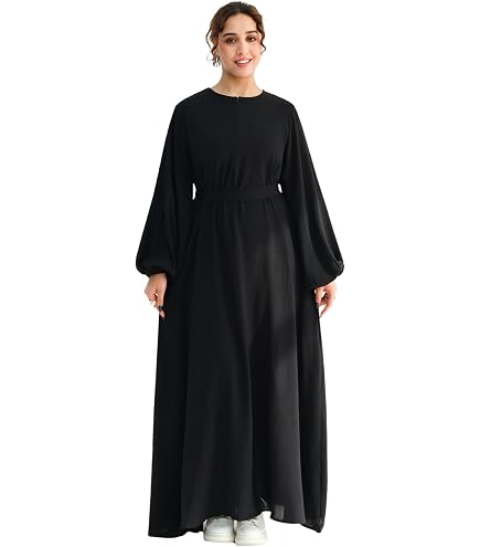 Lenmipot Elegant Middle Eastern Abaya 2pcs Stand Collar Maxi Dress for Women Muslim Jilbab Kaftan Eid Dubai Abaya Outfits : Clothing, Shoes & Jewelry