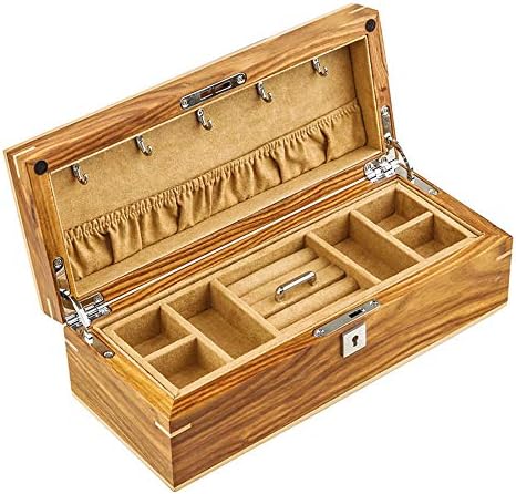 Laogg Jewellery Box,rosewood rosewood pure solid wood Jewellery Box,jewelry ring earrings necklace collection storage box double lock painted lacquer crafts jewelry box