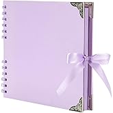 LOYAL BOOK Scrapbook (8 x 8 inch) Scrapbook Album 60 Pages Ideal for Your DIY Scrapbooking Albums Wedding and Anniversary Family Photo Album (purple)