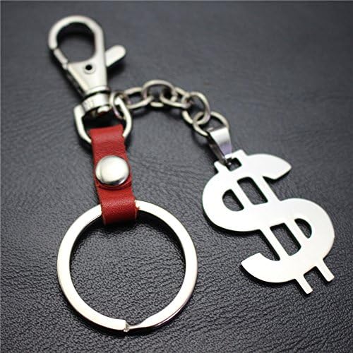 Cuddly Loveable Keychain Toy Dollar Sign Pendant Alloy PU Leather Keyring Purse Hand Bag Car Keychain Gift (Red)