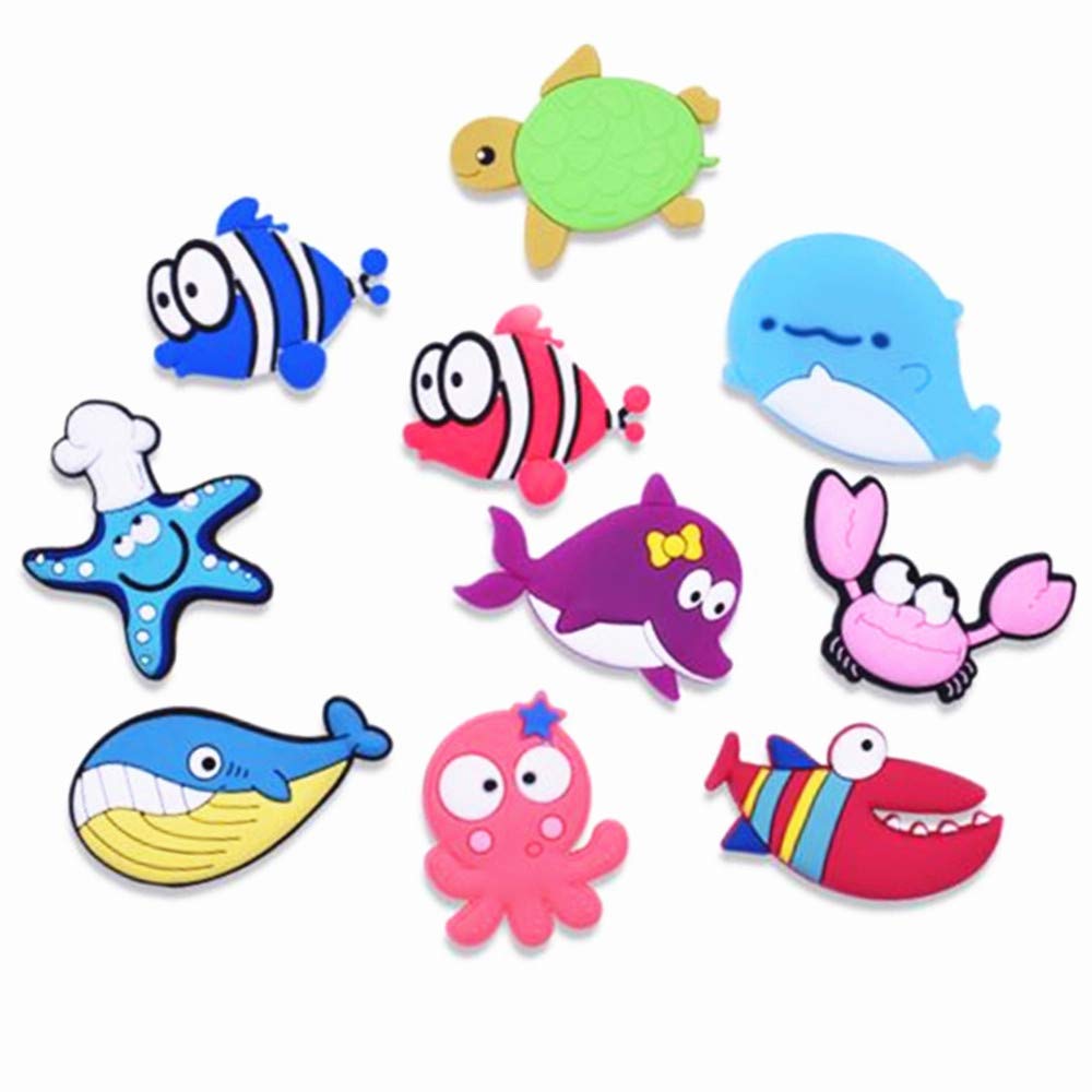 10pcs/set Marine Animals Fridge Magnets Whiteboard Sticker Rubber Refrigerator Magnets for Home Decoration Educational Kids Gift