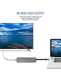 Moskee7 en 1 USB C Hub, adaptador de USB C, puerto de carga de aluminio tipo C PD 2.0, 4 K HDMI, 3 puertos USB 3.0, lector de tarjetas SD MicroSD MacBook Chromebook DELL XP más