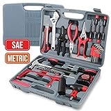 Hi-Spec 53 Piece Household Tool Kit with Claw Hammer, Hack Saw, Wire Strippers, Crimpers, 1/4" Drive Sockets, Combination Pliers & Ratcheting Bit Driver - Automotive, Electrical, Woodworking Tool Set