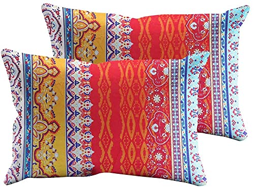 Loussiesd Bohemian Pillowcase Exotic Striped Boho Floral Pillow ShamsStandard Colorful 2 Pack Boho Pillow Cases with Evenlop Closure Microfiber Super Soft Bohemian Pillow Cover,20 x 30 Inch