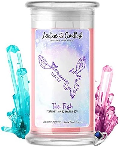 Pisces | Zodiac Star Signs Jewelry Candle 21oz | Surprise Prize Valued at $15 - $7,500 Inside | Choose From 30+ Scents | French Vanilla | Ring (Size 8)