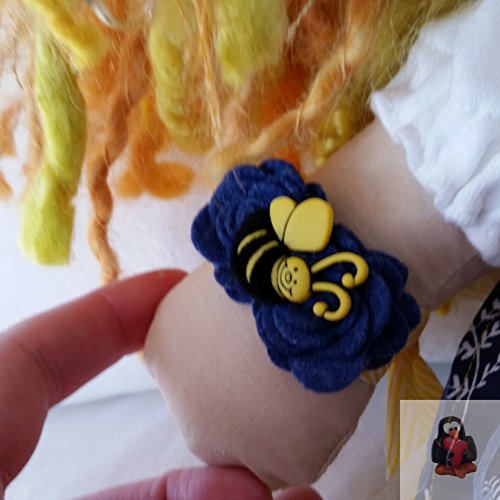 Fabric Art Doll with Golden Hair and Dirndl - Thumbnail 7