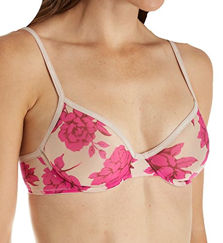 Calvin Klein Women's Id Sheer Marq Unlined Underwire, Darling Roses, 36A