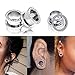 Qmcandy 8pcs Stainless Steel Screw Fit Ear Tunnels Single Row CZ Gem Tunnels Piercing Gauge 1/2 inch(12mm)
