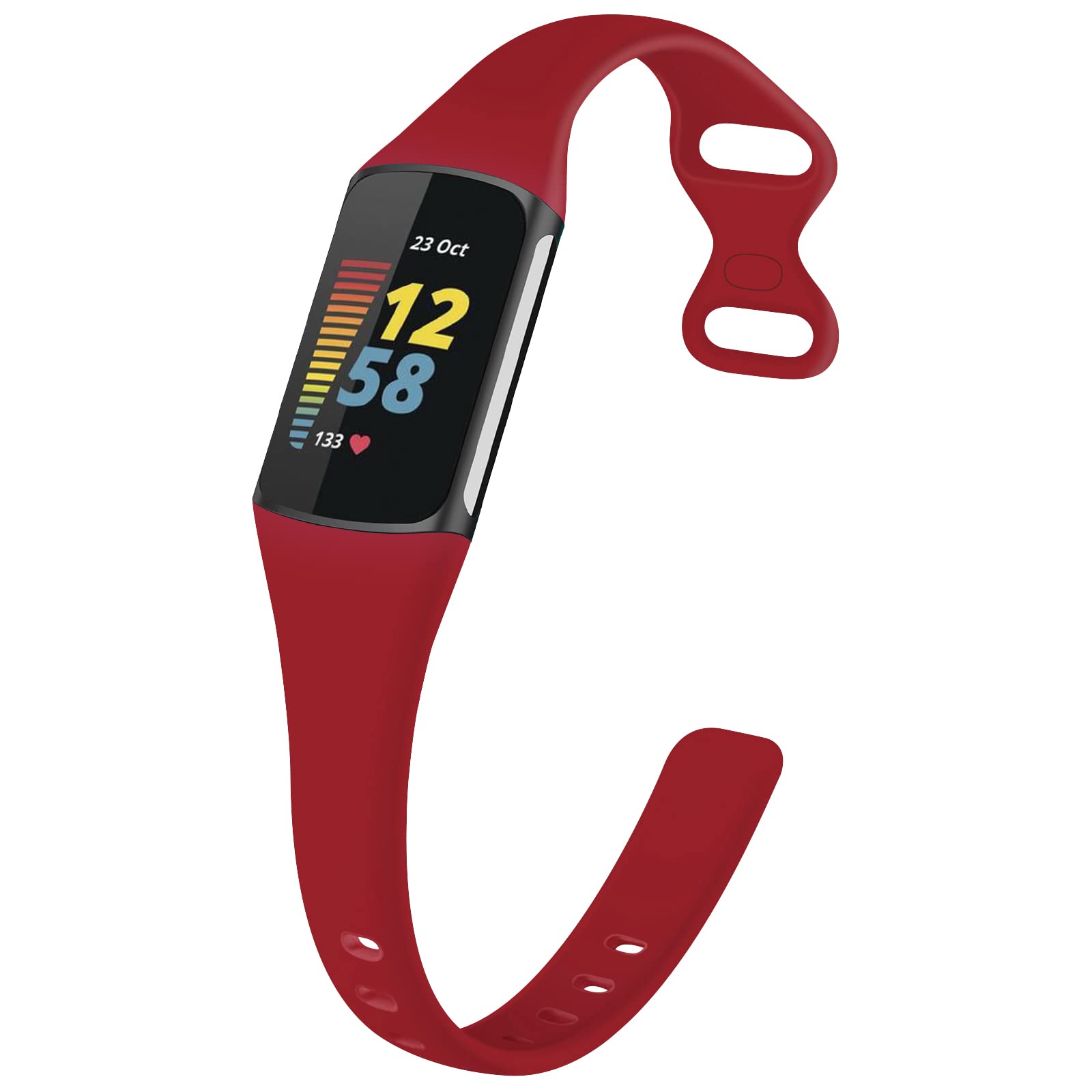 TopPerfekt Slim Straps Compatible with Fitbit Charge 5 Strap Women Men, Adjustable Soft Silicone Sport Replacement Watch Band Straps Wristbands Bracelet for Charge 5 Activity Tracker (Red)