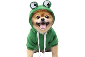 XIAOYU Pet Clothes Dog Hoodies Warm Sweatshirt Coat Puppy Autumn Winter Apparel Jumpsuit with Eye Hood, Frog, XL