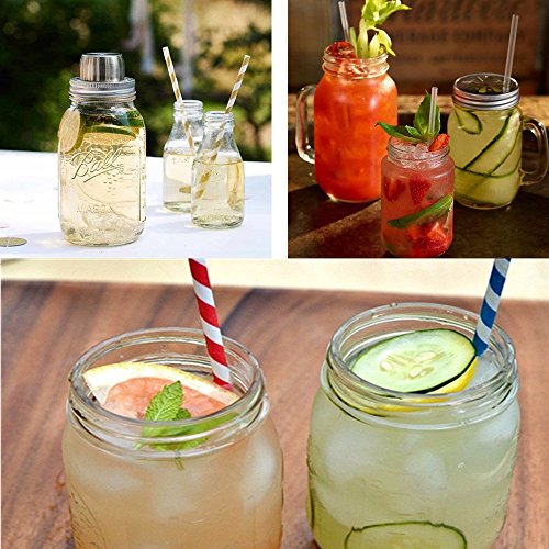 2 Piece 16 Oz Mason Jar and Stainless Steel Cocktail Shaker Set, Mason Jar Shaker Lid with Silicone Seals for Regular Mouth Mason, Ball, Canning Jars, & Stainless Steel Jigger and Muddler - Thumbnail 4