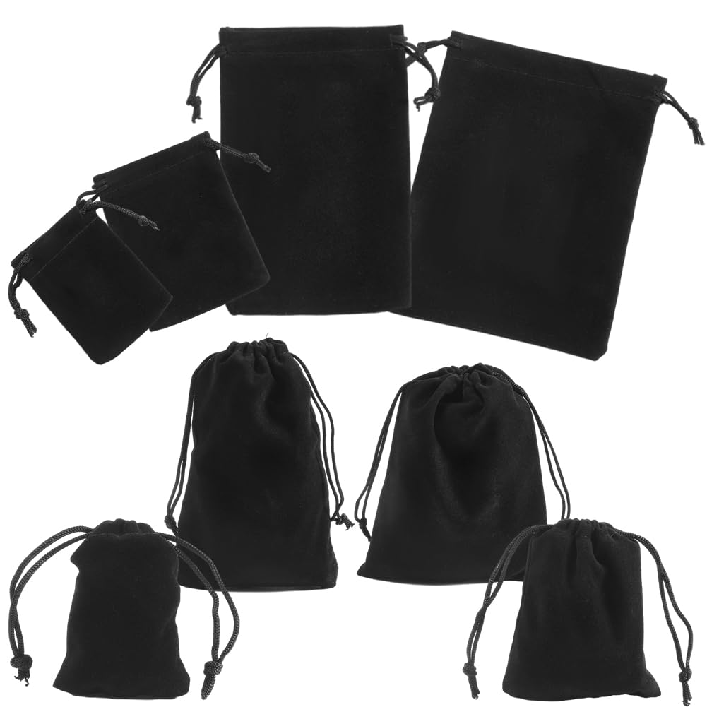 CREATCABIN 40Pcs 4 Sizes Tarot Storage Bag Velvet Drawstring Bags Packing Pouches Protective Card Gift Bag for Christmas Party Wedding Favors Candy Tarot Dice Card Jewelry Crystal Pouch Black