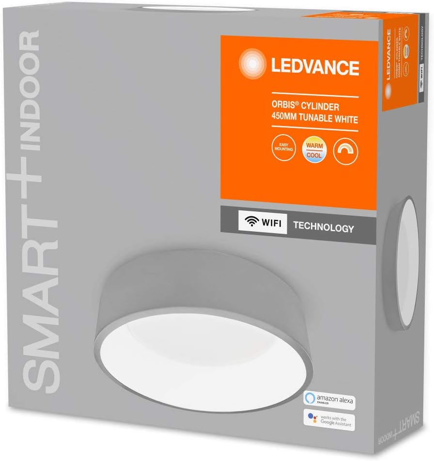 LEDVANCE Smart LEDWall and Ceiling Luminaire for Indoor Use with WiFi Technology Tunable White (3000K-6500K), Gray, 450 mm - Image 4