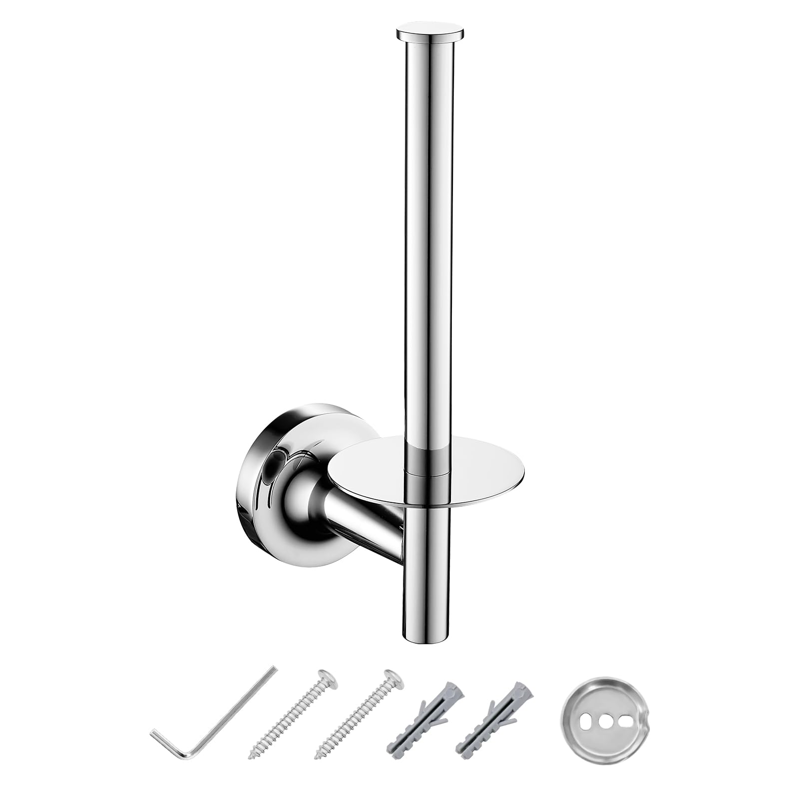 JASSFERRY Wall Mounted Toilet Roll Holder Polished Chrome Bathroom Paper Towel Storage Holders (Vertical)