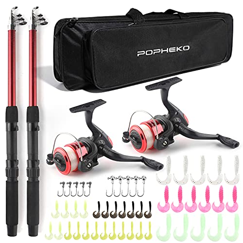 Telescopic Fishing Pole Reel Combo, 2PCS 5.74FT Collapsible Rods, 2PCS Spinning Reels, Fishing