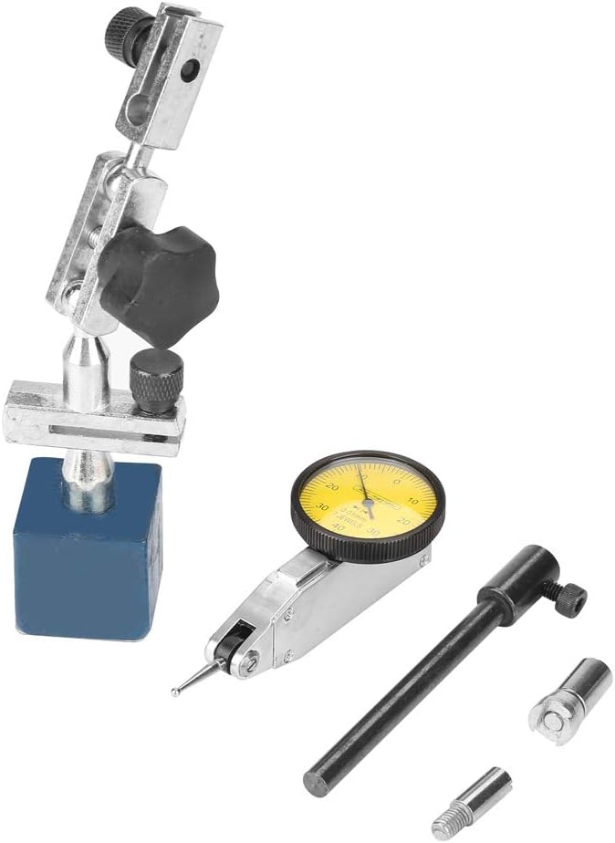 Adjustable Magnetic Base Stand Holder, Magnetic Base with 0-0.8mm Dial Test Yellow-face Indicator Gauge High Stability High Sensitivity Measuring Precision Tool
