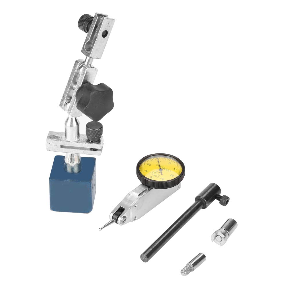 Adjustable Magnetic Base Stand Holder, Magnetic Base with 0-0.8mm Dial Test Yellow-face Indicator Gauge High Stability High Sensitivity Measuring Precision Tool