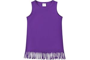 Noomelfish Girls Fringe Tank Tops Cotton Summer Sleeveless Shirts (5-12 Years)