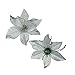 12Pcs 5 Inch Glitter Artificial Poinsettia Flowers with Ties for Wedding Christmas Festival Holiday Decor Xmas Wreath Garland Ornament Silver