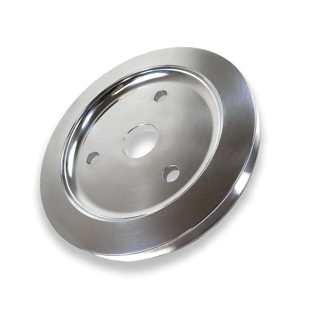 SMALL BLOCK CHEVY SWP CRANKSHAFT PULLEY, BLACK POWDER COATED ALUMINUM 2 GROOVE