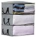 Storage Bag Organizers, Clothing Storage Containers for Clothes, Sweater, Blanket, Pillows, bedding in Bedroom, Closet, 3 Piece Set(Grey)