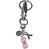 Hidden Hollow Beads Cancer Awareness Charm Key Chain Ring, Women's Purse, Bag or Necklace and Bracelet Clip on Charm.