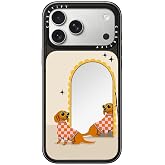 CASETiFY for iPhone 18 Pro Max Case - Mirror Compatible with MagSafe | Reflective | 8.2 ft. 4x Military Grade Drop Protection | Checkered Dachshund Mirror | Silver on Black