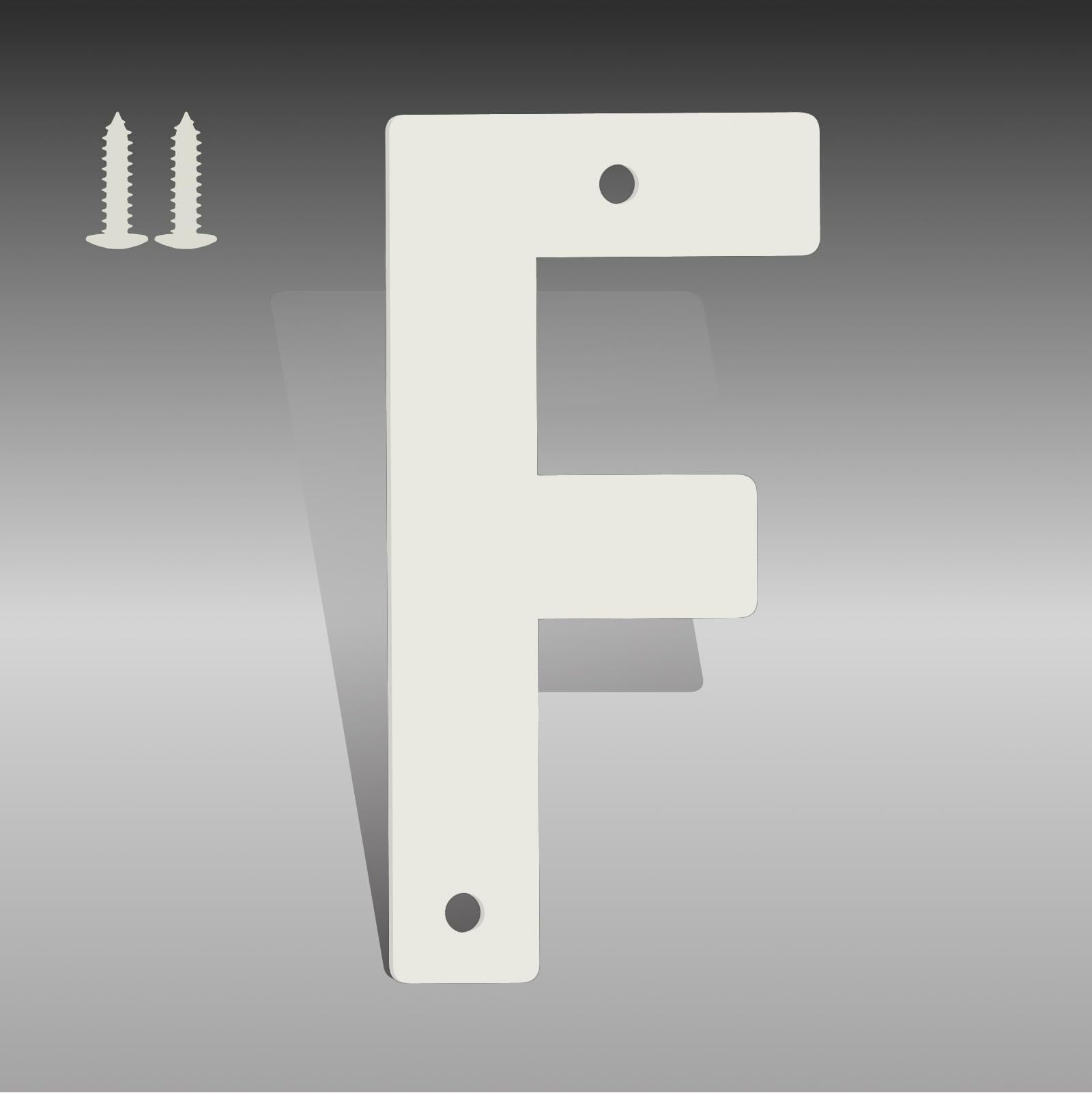 Photo 1 of 10 Inch White Metal Letters, Modern House Numbers for Outside, White Door Mailbox Numbers, Metal House Address Letter and Number for Office Apartment Outside (F)