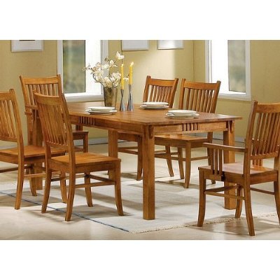 Coaster 100621 Mission Style Dining Table, Burnished Oak Solid Hardwood