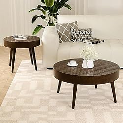 HOMPUS Round Nesting Coffee Table w Honeycomb