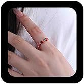 IRCOMULTI Cute Crystal Red Strawberry Ring Ting Gold Plated Strawberry Open Rings Enamel Fruit Adjustabl Ring Lovely Sweet Fruit Rings Jewelry for Women
