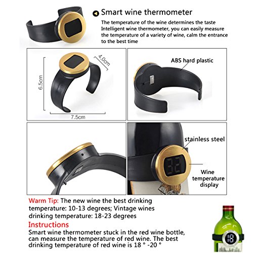 YIMI Electronic Wine Opener Gift Set- Perfect Electric Wine Bottle Opener 5 sets Battery Stainless Steel Bottle Opener,Foil Cutter,Vacuum Wine Stopper,Pouring Device,Wine Thermometer YMD-5B
