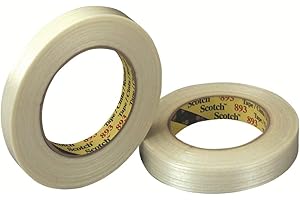 3M Scotch 893 Polypropylene Filament Tape, 300 lbs/in Tensile Strength, 55m Length x 12mm Width, Clear