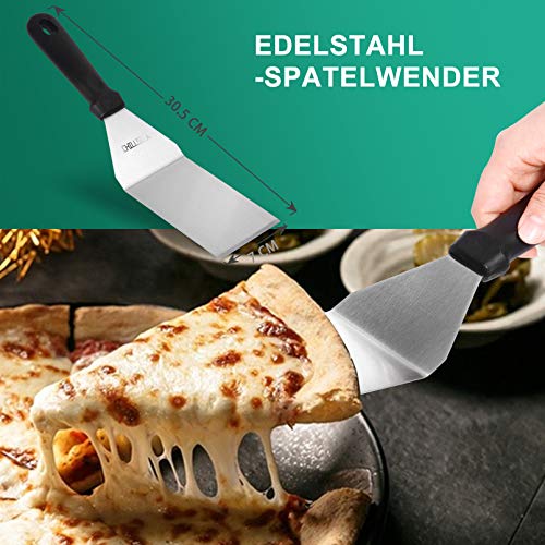 BBQ Grill Tool Set, BBQ Accessories in Storage Case, Barbecue Grilling Utensils for Flat Top Cooking Tailgating, Upgraded Fish Spatula & Scraper