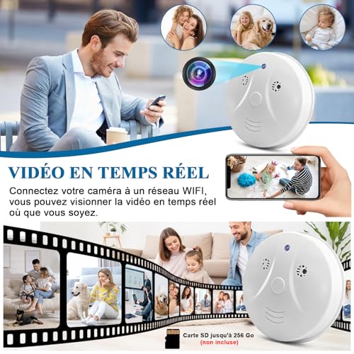 Nisanmoon WiFi 2.4 and 5G Hidden Camera, WiFi Spy Camera Smoke Detector, Mini Spy Camera HD 1080P Hidden Spy Camera with Night Vision and Motion Detection for Home Security