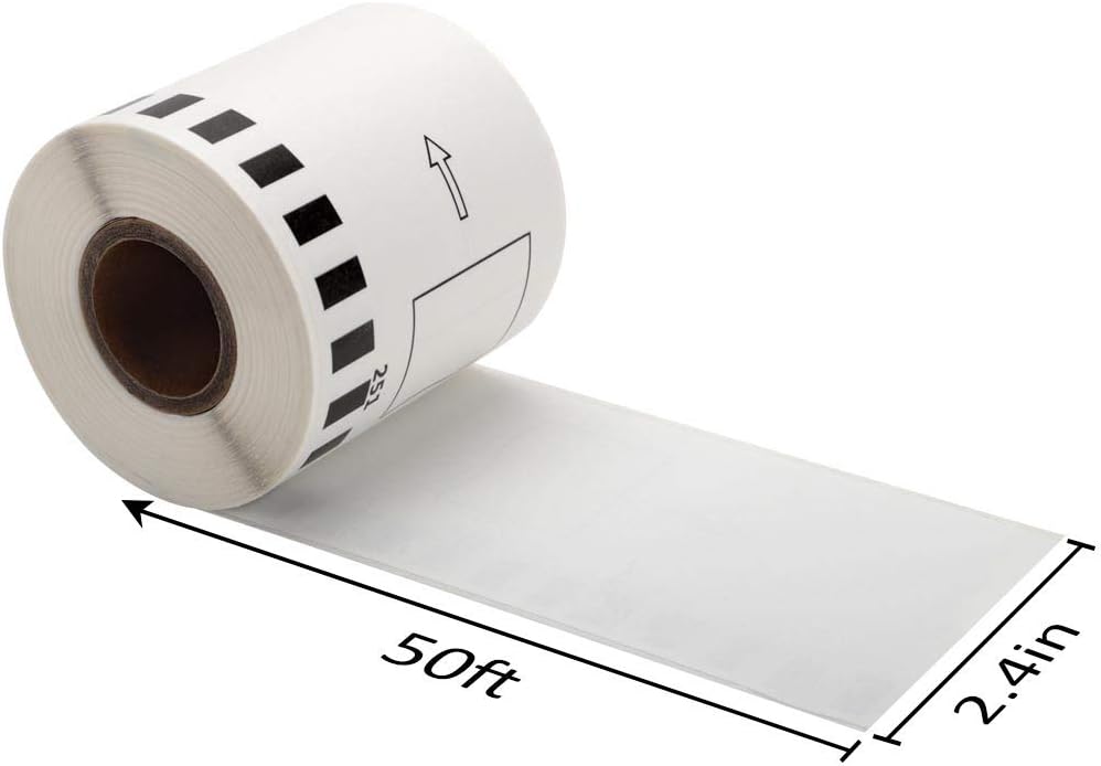 MarkDomain Compatible Label Roll Replacement for Brother DK-2251 Continuous Black/Red Label on White Papers 2.4in x 50ft with One Refillable Cartridge for QL-800, QL-810W, QL-820NWB (6 Rolls) : Office Products