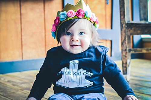 Girls Flower Crown Felt Gold Birthday Princess Faux Leather Stretch Simply Gorgeous