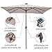Solar Powered Rectangular Patio Umbrella with 68 LED Lights Market Outdoor Umbrella with Tilt&Crank&Umbrella Cover, 9 by 7 Feet, Beige