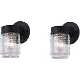 WISBEAM Smart Black Outdoor Wall Lights for House, Jelly Jar Outside Light Fixture for Porch Patio Entryway, Anti-Rust Waterp
