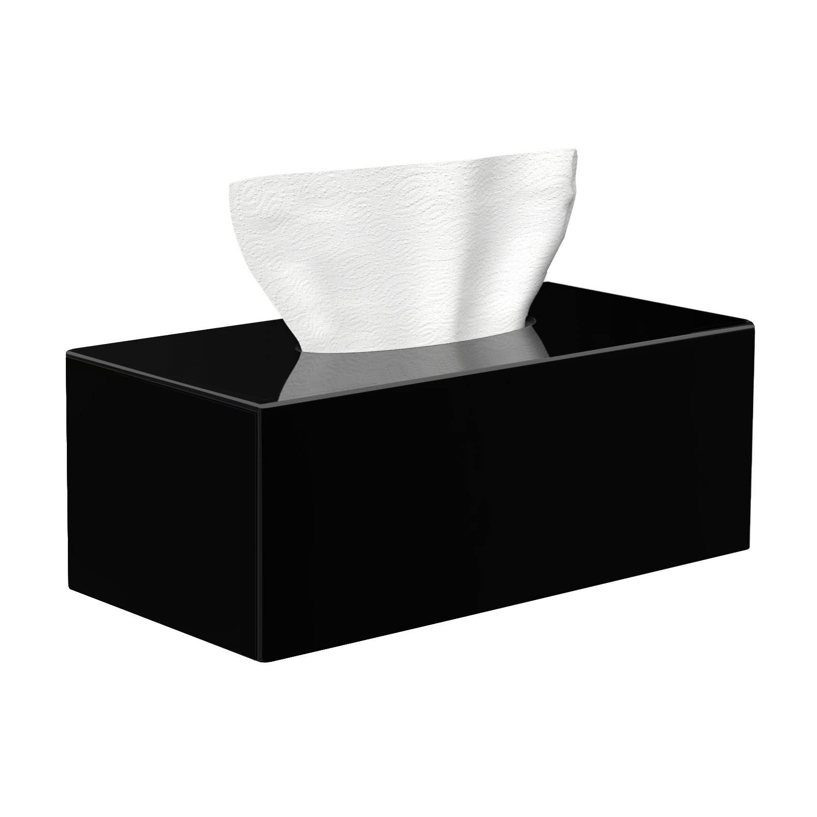 Photo 1 of HBlife Acrylic Tissue Box Holder & Cover Rectangular, Magnetic Dryer Sheet & Mask Organizer for Car, Bathroom, Office - Black, 9.84 x 5.02 x 3.54 Inches