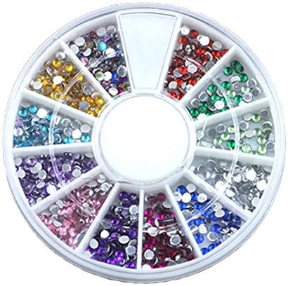 4 Boxes of 12 Mixed Colors Rhinestones DIY Nail Art Circular